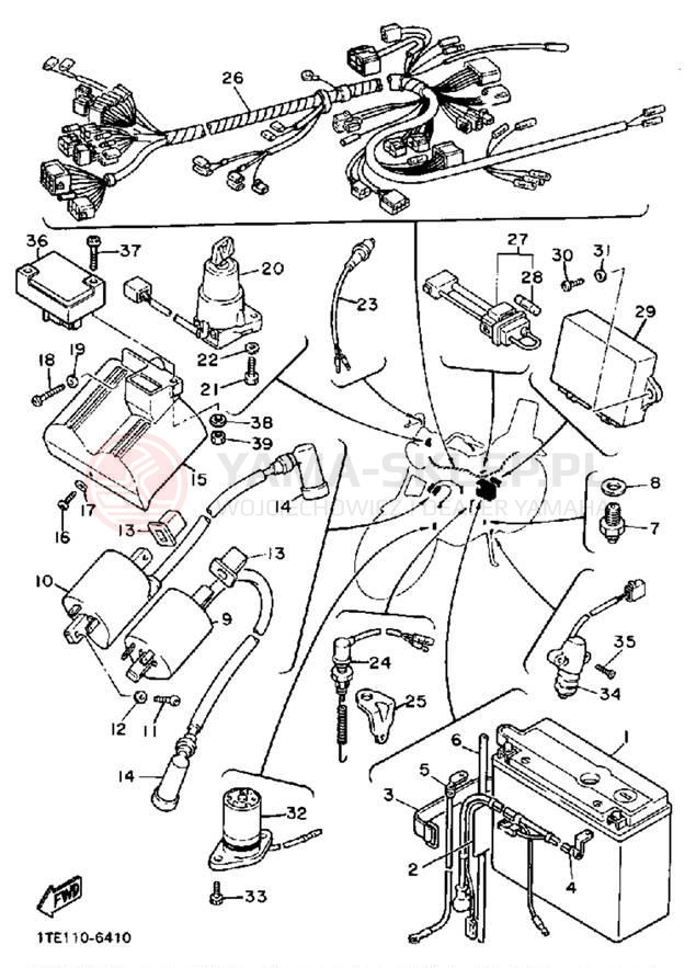 Schemat "układ elektryczny" do Yamaha VIRAGO 1100 XV1100TC/XV1100T