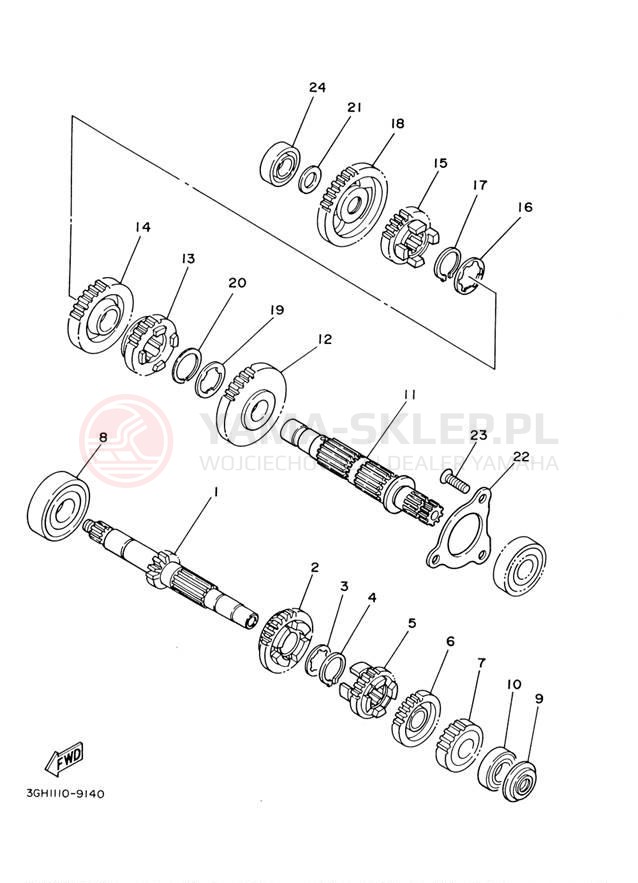 Schemat "Skrzynia biegów " do Yamaha BEAR TRACKER YFM250XR