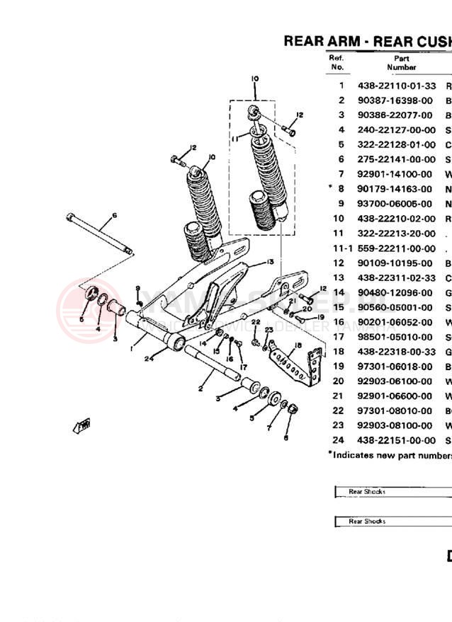 Schemat "Wahacz, osłona łańcucha" do Yamaha DT250C/DT400C
