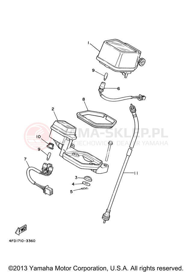Schemat "licznik" do Yamaha XT225 XT225V/XT225VC