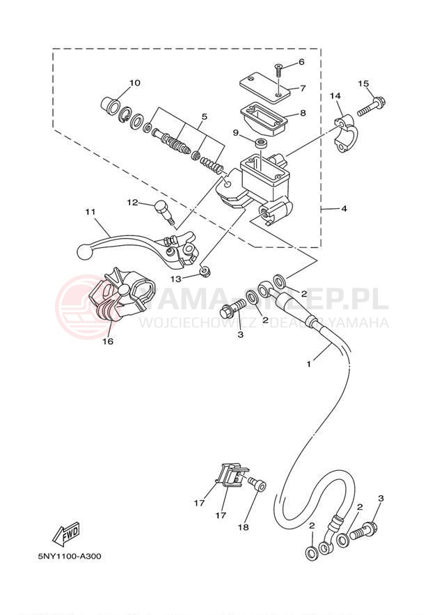 Schemat "Pompa hamulcowa przednia" do Yamaha YZ125 YZ125R