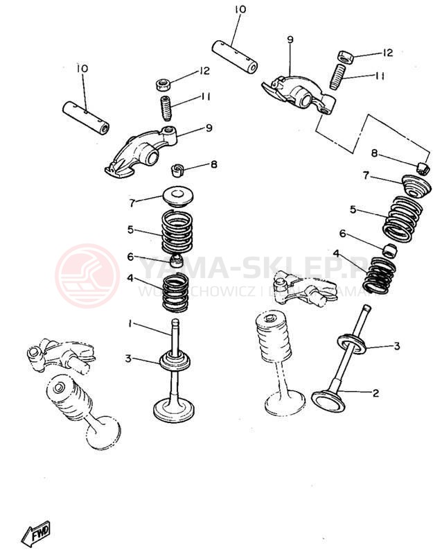 Schemat "zawory" do Yamaha VIRAGO 750 XV750F/XV750FC