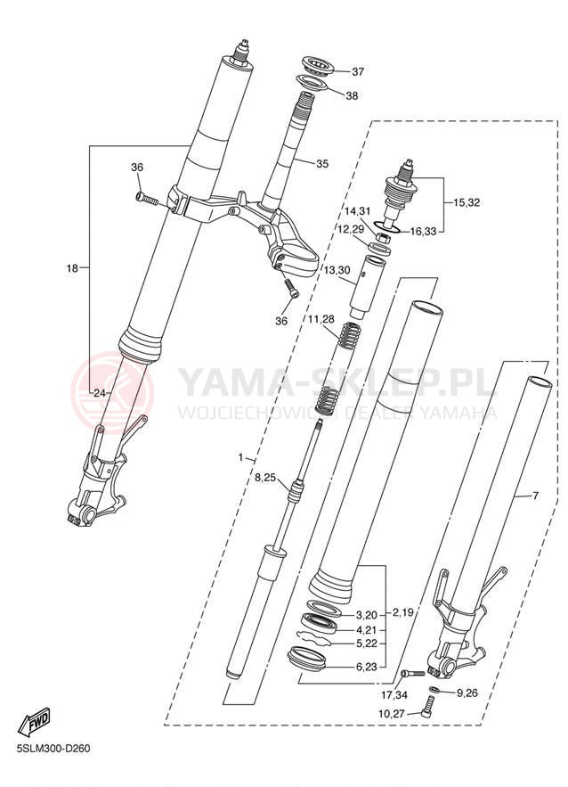 Schemat "Amortyzatory przód" do Yamaha YZF-R6 YZFR6TC/YZFR6T