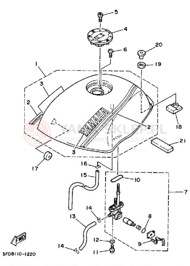 Schemat "zbiornik paliwa" do Yamaha YSR50B