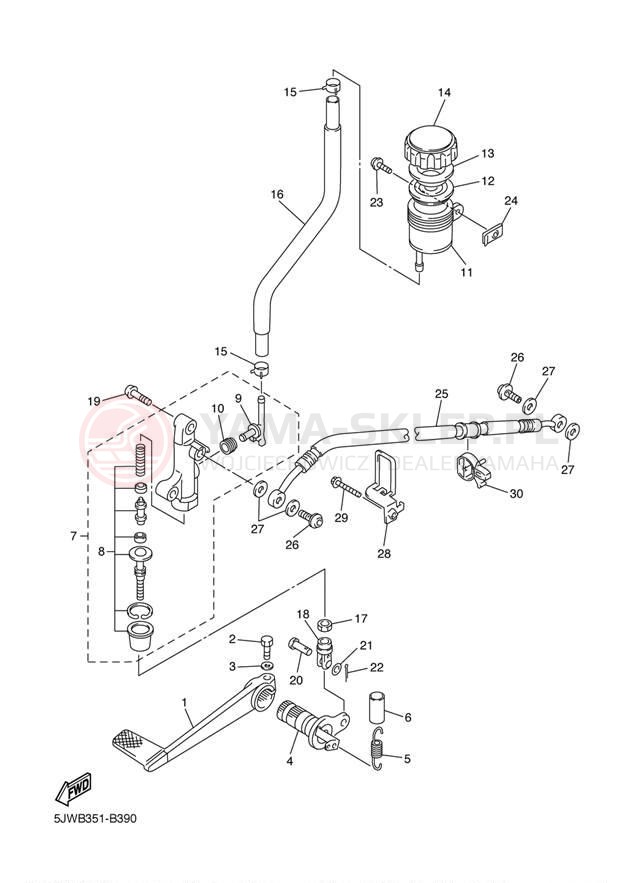 Schemat "Pompa hamulcowa tył" do Yamaha FJR1300 FJR1300S/FJR1300SC