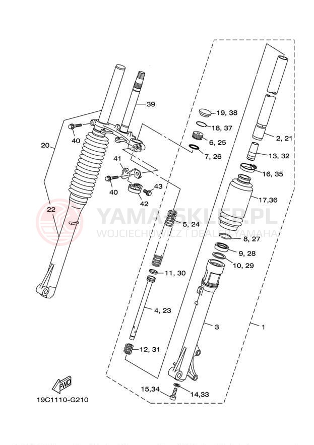 Schemat "Amortyzatory przód" do Yamaha TTR125L TTR125LX