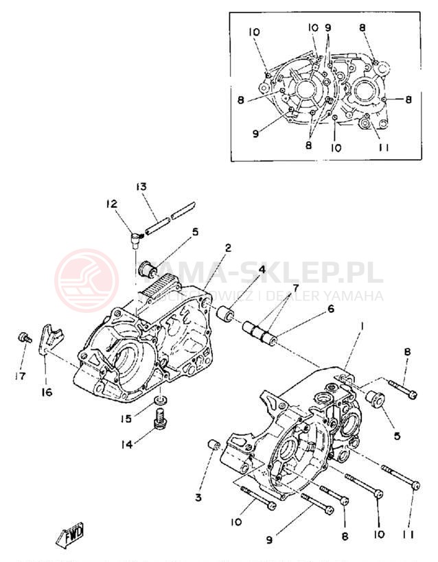 Schemat "Obudowa silnika" do Yamaha DT175G