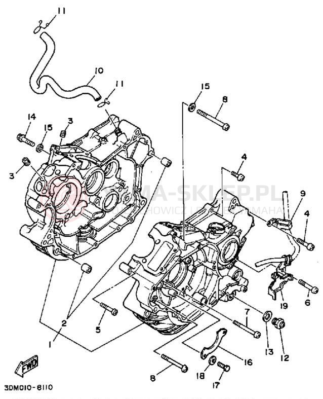 Schemat "Obudowa silnika" do Yamaha ROUTE 66 XV250UC/XV250U