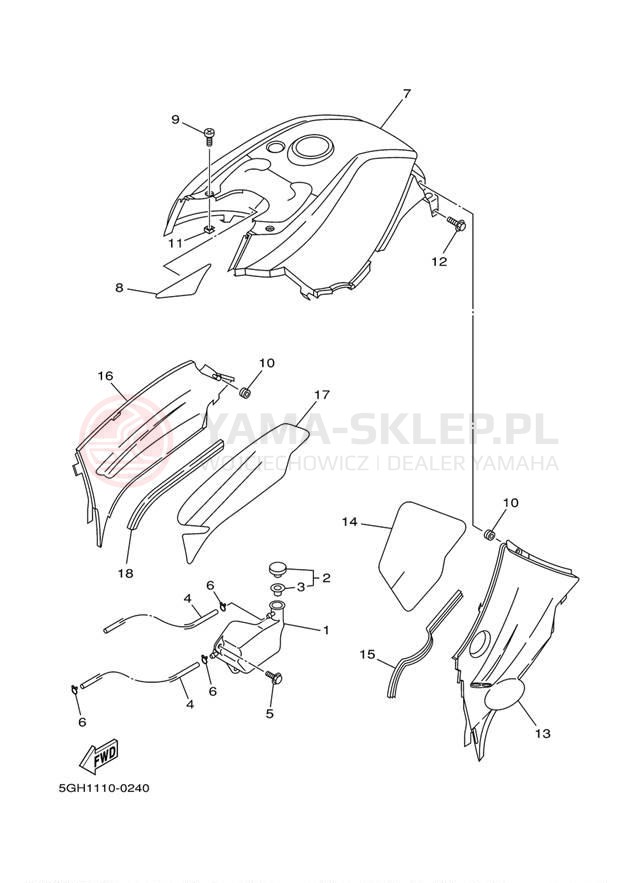 Schemat "Pokrywa boczna" do Yamaha KODIAK 2WD YFM400AMC/YFM400AM