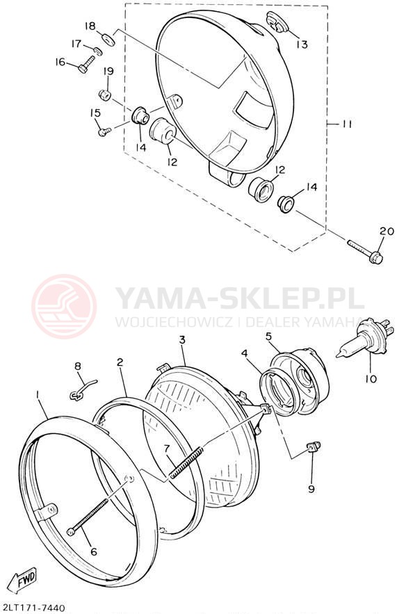Schemat "Lampa przód" do Yamaha V-MAX VMX1200P/VMX1200PC