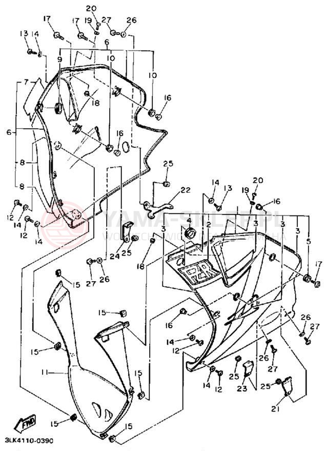 Schemat "elementy nadwozia" do Yamaha FZR1000A/FZR1000AC