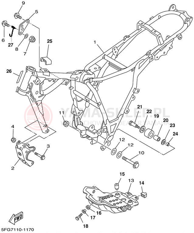Schemat "rama" do Yamaha TTR225 TTR225PC/TTR225P