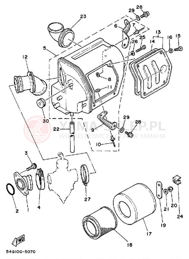 Schemat "Filtr powietrza" do Yamaha BW200N