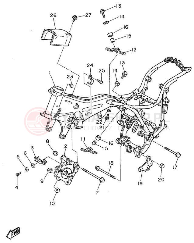 Schemat "rama" do Yamaha VIRAGO 1100 XV1100F/XV1100FC