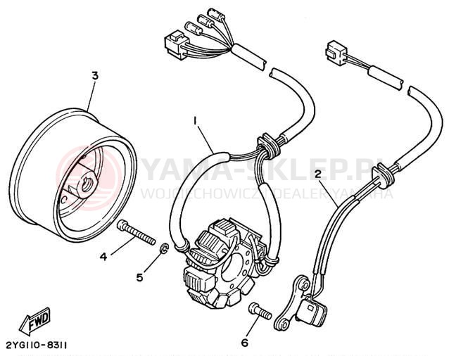 Schemat "prądnica" do Yamaha SEROW XT225L/XT225LC