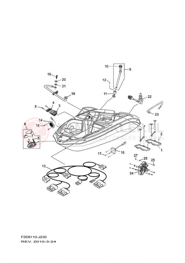 Schemat "układ elektryczny" do Yamaha 242 LIMITED SXT1800HJ