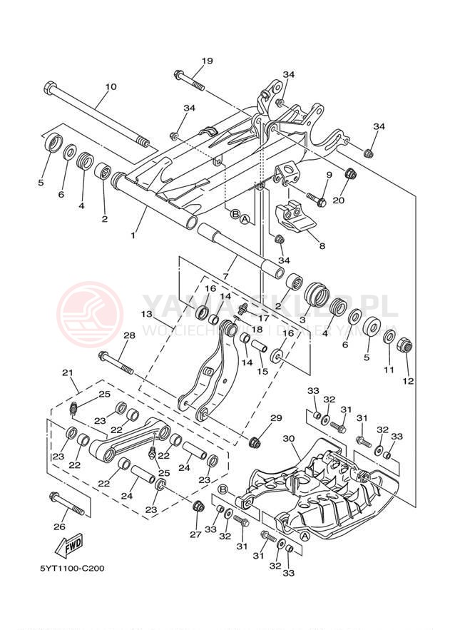 Schemat "wahacz" do Yamaha RAPTOR 350 YFM35RZW