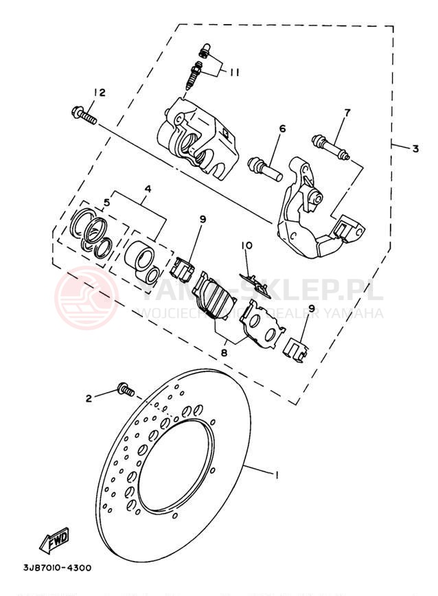 Schemat "Układ hamulcowy przód" do Yamaha VIRAGO 535 XV535K/XV535KC