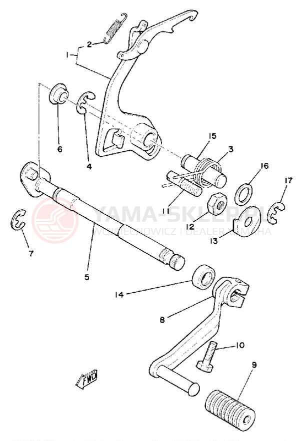 Schemat "Dźwignia zmiany biegów, wałek" do Yamaha MX175G