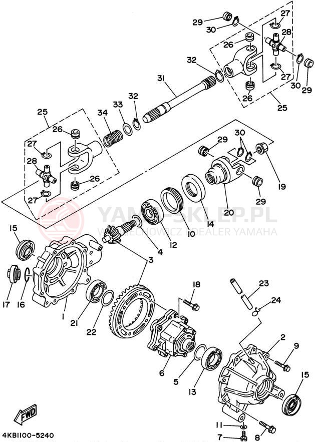 Schemat "Wał napędowy przód" do Yamaha YFM35FXG_M