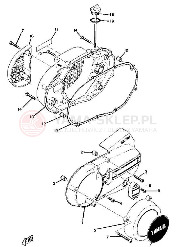 Schemat "Pokrywa silnika" do Yamaha RD250