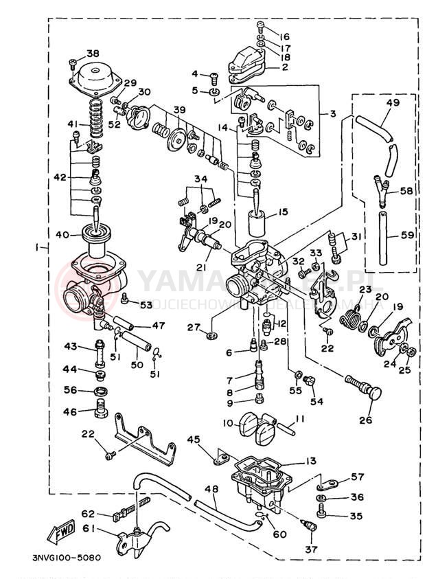 Schemat "Gaźnik" do Yamaha XT350J/XT350JC