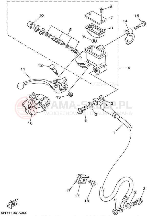 Schemat "Pompa hamulcowa przednia" do Yamaha YZ250 YZ250P