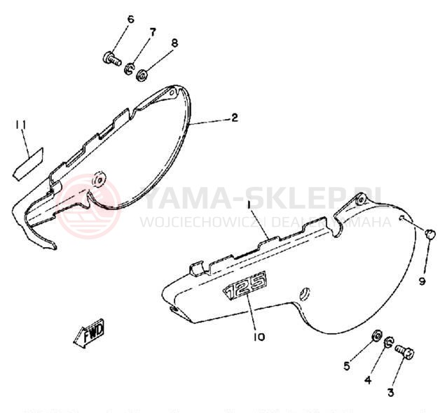 Schemat "Pokrywa boczna" do Yamaha IT125G