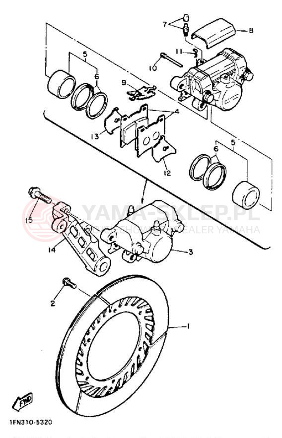 Schemat "Zacisk hamulcowy tylny" do Yamaha FZ750SC/FZ750S