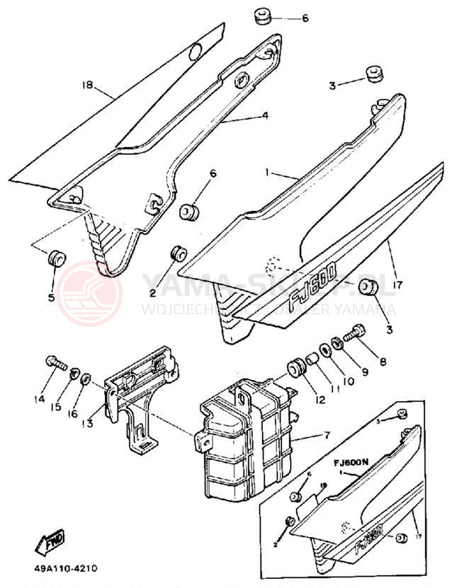Schemat "Pokrywa boczna" do Yamaha FJ600LC/FJ600L