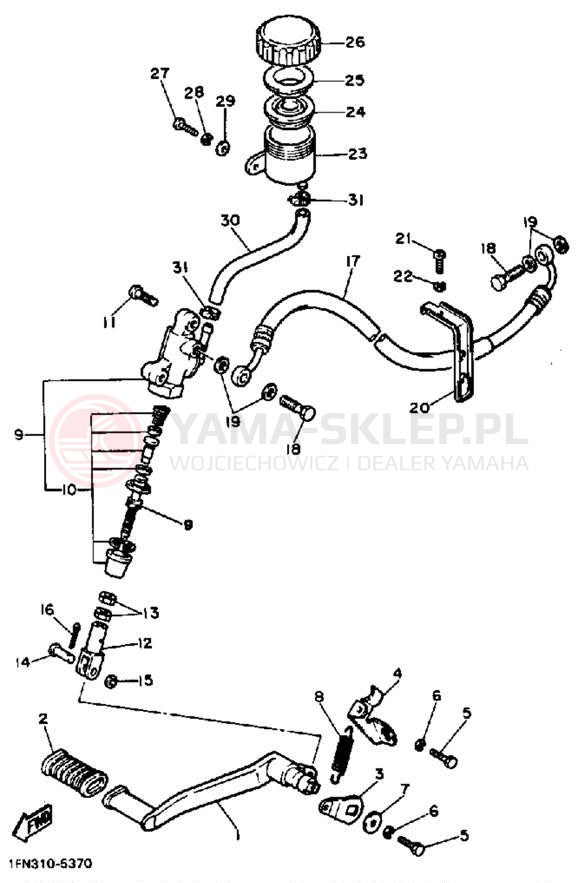 Schemat "Pompa hamulcowa tył" do Yamaha FZ750N