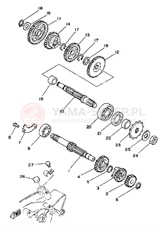 Schemat "Skrzynia biegów " do Yamaha MX80G