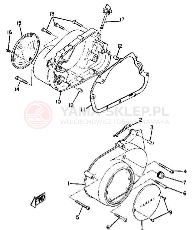 Schemat "Pokrywa silnika" do Yamaha HS1B
