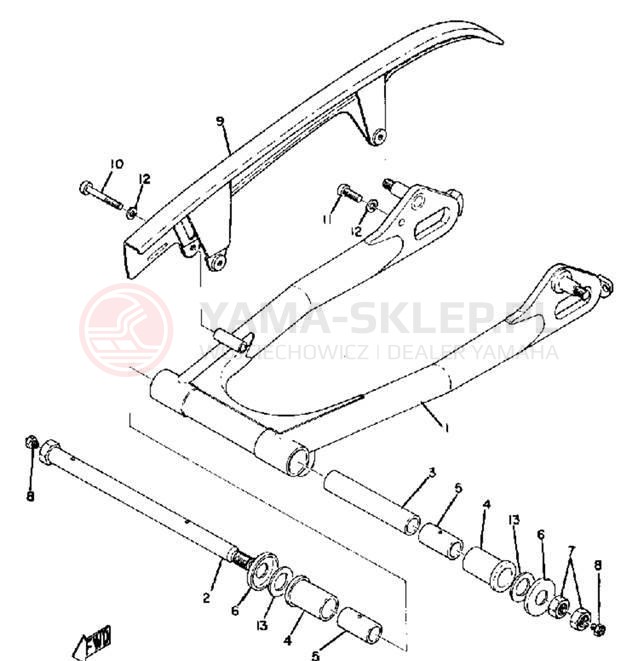 Schemat "Wahacz, osłona łańcucha" do Yamaha DS6C