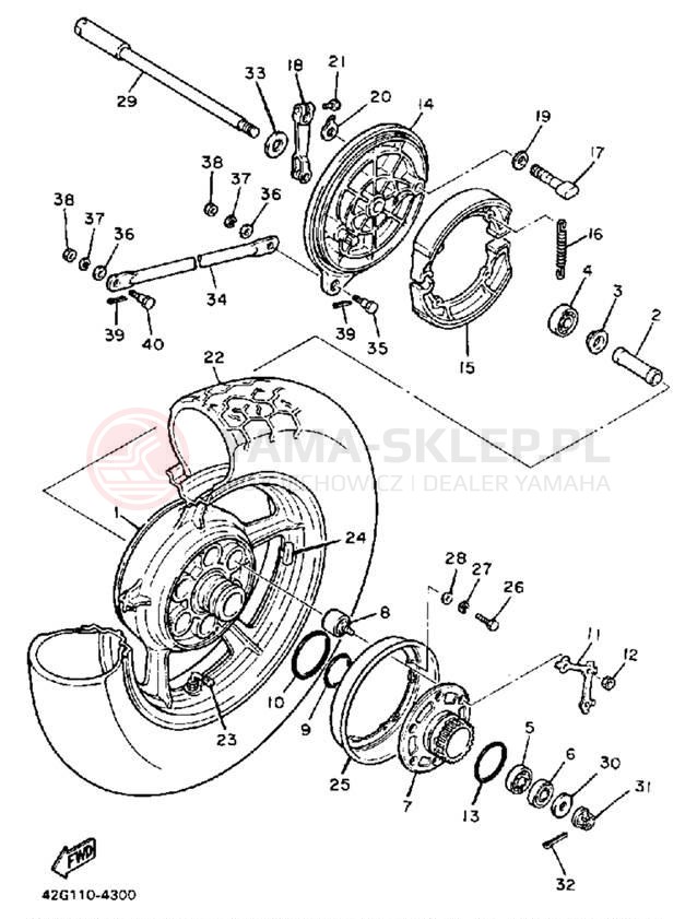 Schemat "Koło tył" do Yamaha VIRAGO 700 XV700CTC/XV700CT