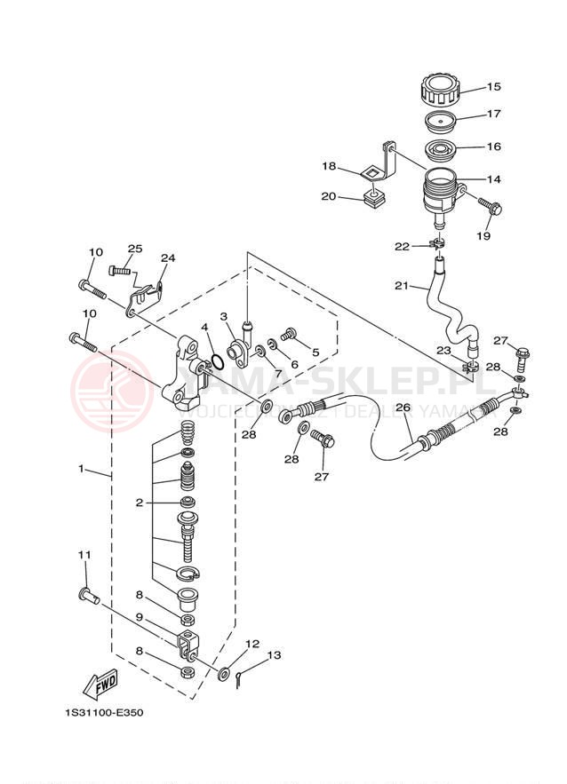 Schemat "Pompa hamulcowa tył" do Yamaha RAPTOR 700 R YFM70RYL/YFM70RYW