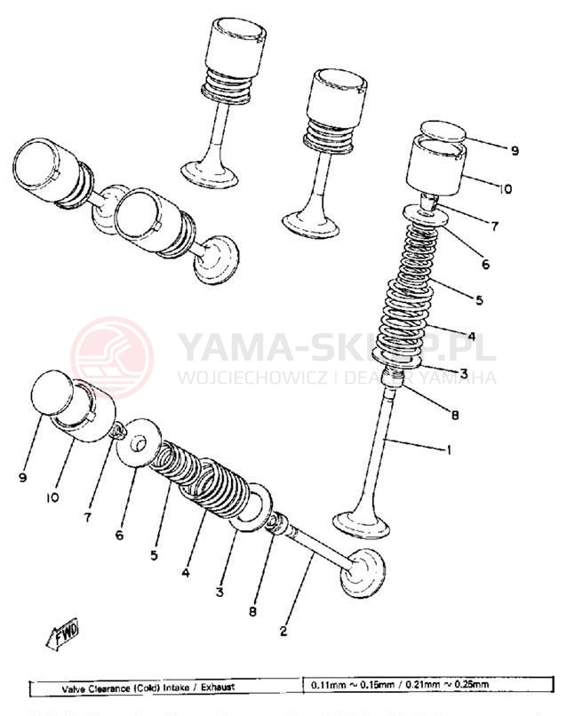 Schemat "zawory" do Yamaha XS850SH