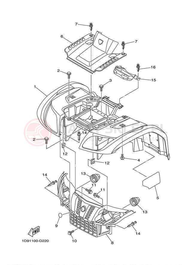Schemat "Przedni błotnik" do Yamaha GRIZZLY 450 HUNTER YFM45FGHW