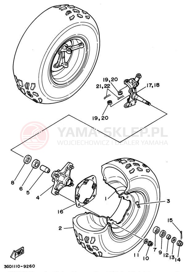 Schemat "Koło przód" do Yamaha WARRIOR YFM350XG