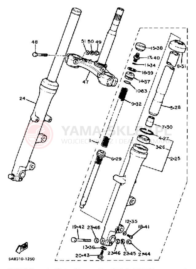 Schemat "Amortyzatory przód" do Yamaha XV920RJ