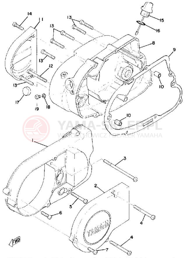 Schemat "Pokrywa silnika" do Yamaha RS100C