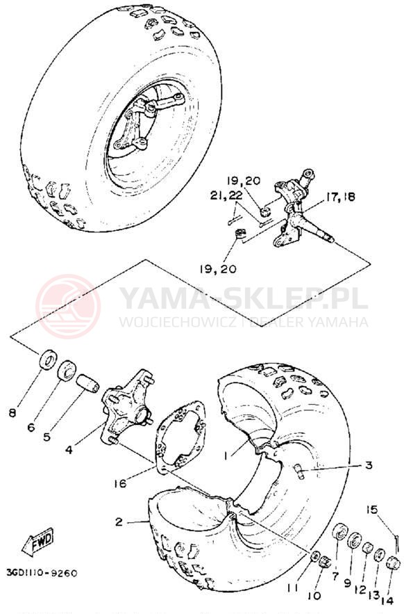 Schemat "Koło przód" do Yamaha BANSHEE YFZ350D_MN