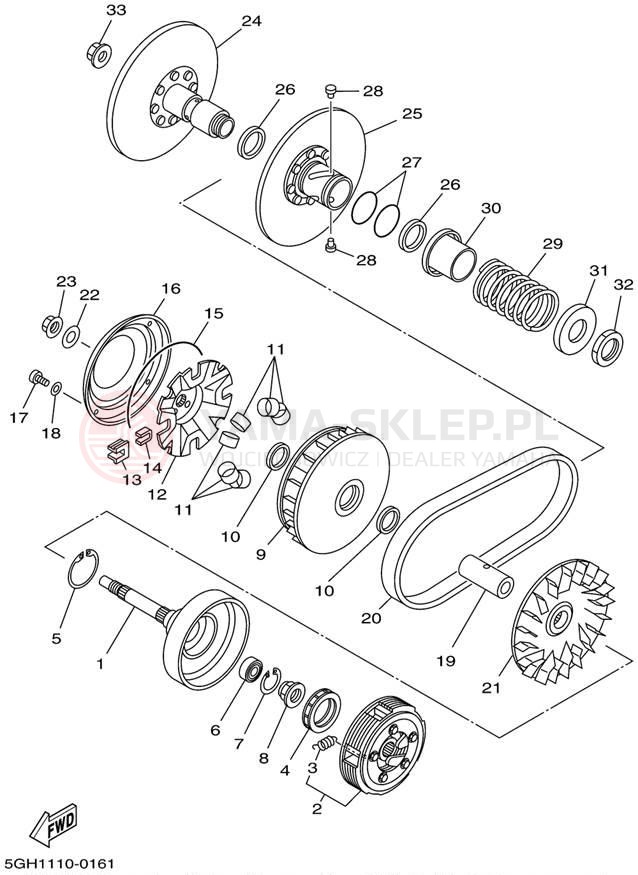 Schemat "sprzęgło" do Yamaha KODIAK 4WD YFM400FAP