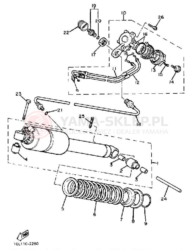 Schemat "zawieszenie tył" do Yamaha XV920J