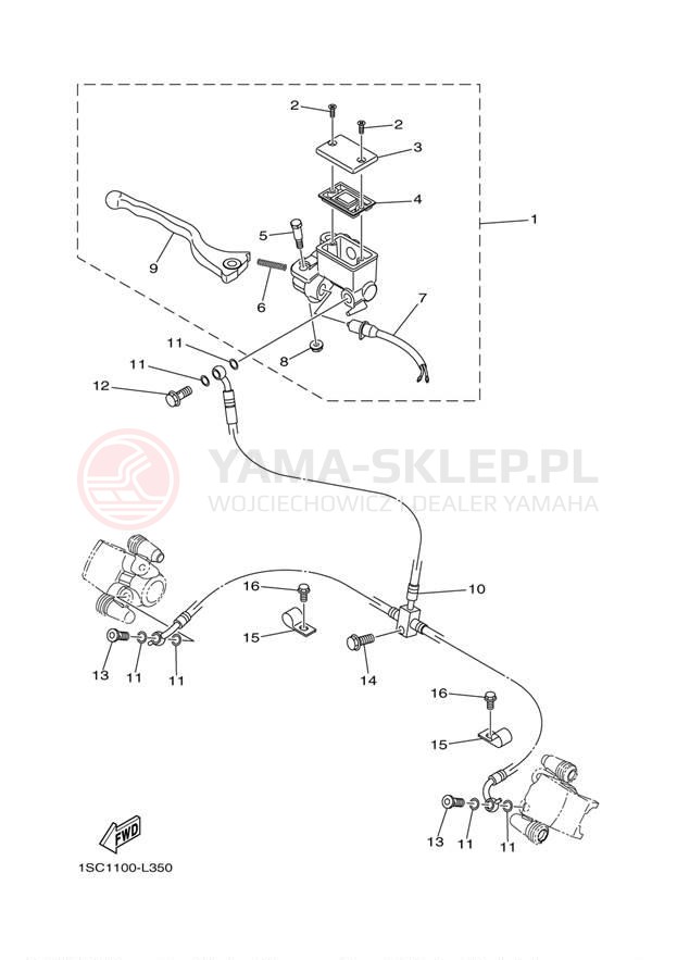 Schemat "Pompa hamulcowa przednia" do Yamaha GRIZZLY 300 YFM30GBL/YFM30GBGR