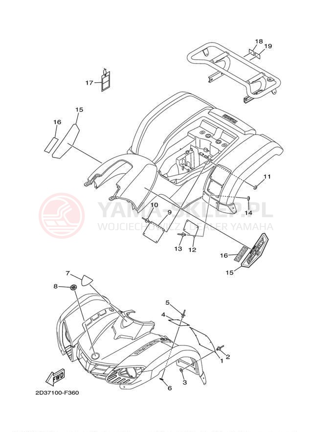 Schemat "naklejki" do Yamaha GRIZZLY 80 HUNTER YFM80GHW