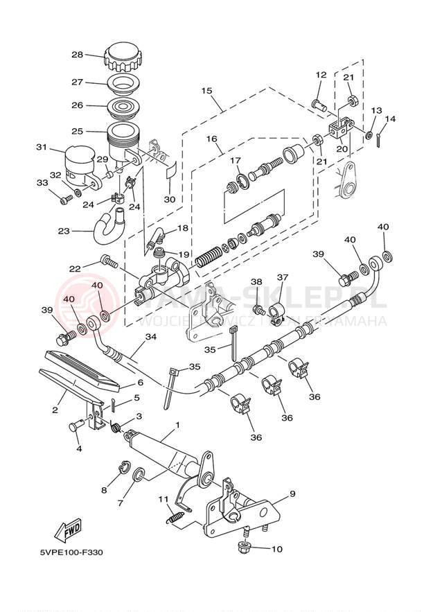 Schemat "Pompa hamulcowa tył" do Yamaha ROAD STAR XV17AWW/XV17AWWC