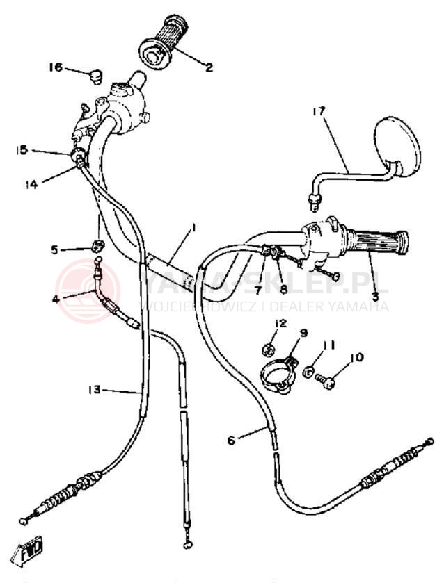 Schemat "Kierownica i osprzęt" do Yamaha SR185H