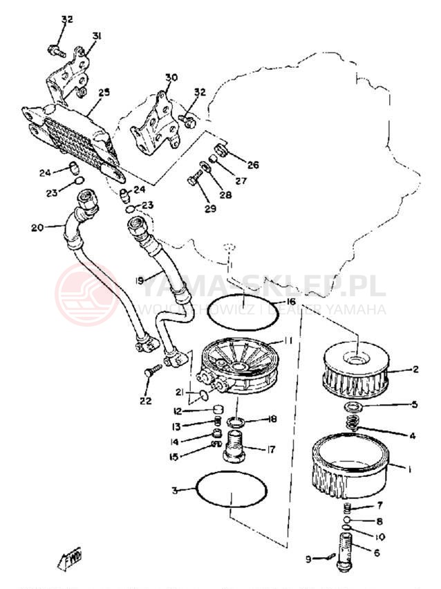 Schemat "Chłodnica oleju" do Yamaha XS850LG