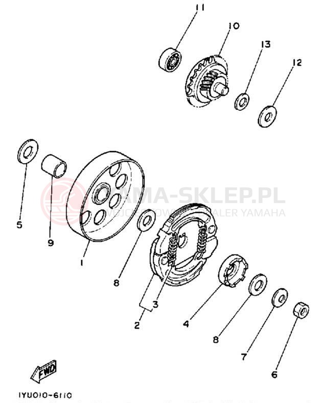 Schemat "sprzęgło" do Yamaha RAZZ SH50U/SH50MU